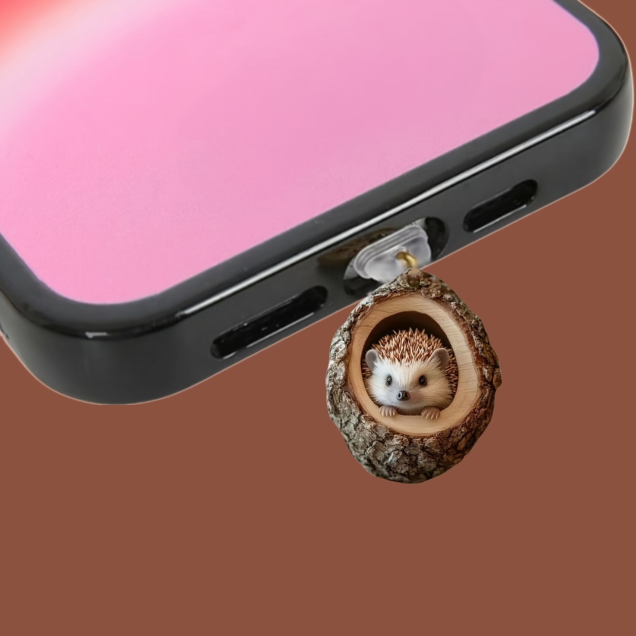 

1pc Hedgehog Home Acrylic Mobile Phone Dust Plug, For Iphone/type-c For Connector, Mobile And Maintenance, Suitable For Holiday Gifts