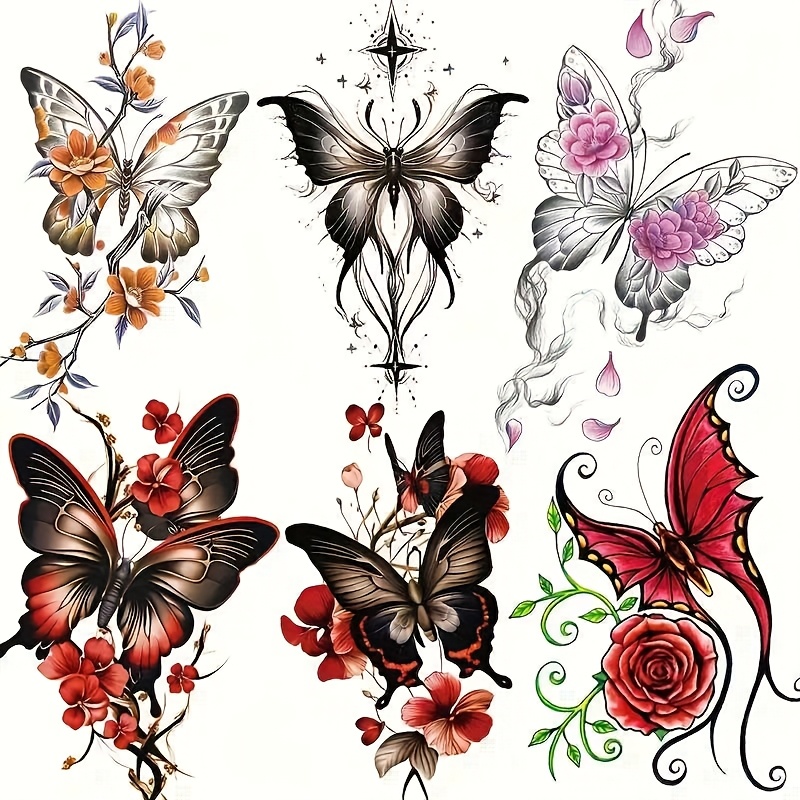 6pcs Flower Waterproof Temporary Tattoo Stickers