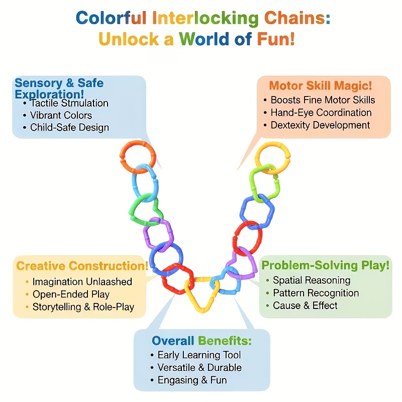 4/9/15/28/40pcs Baby Rings Link Toys for Hanging Toys, 8-Color... product image 6