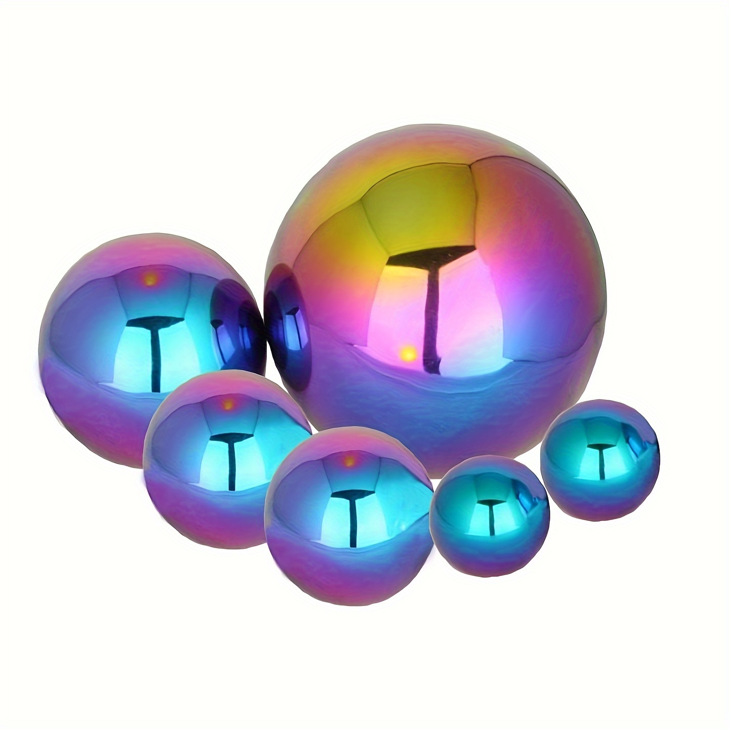 

6pcs, Stainless Steel Gazing Ball, Multicoloured Mirror Polished Hollow Ball Reflective Garden Ball, Pre-drilled Gazing Globe For Home Garden Ornament Decorations