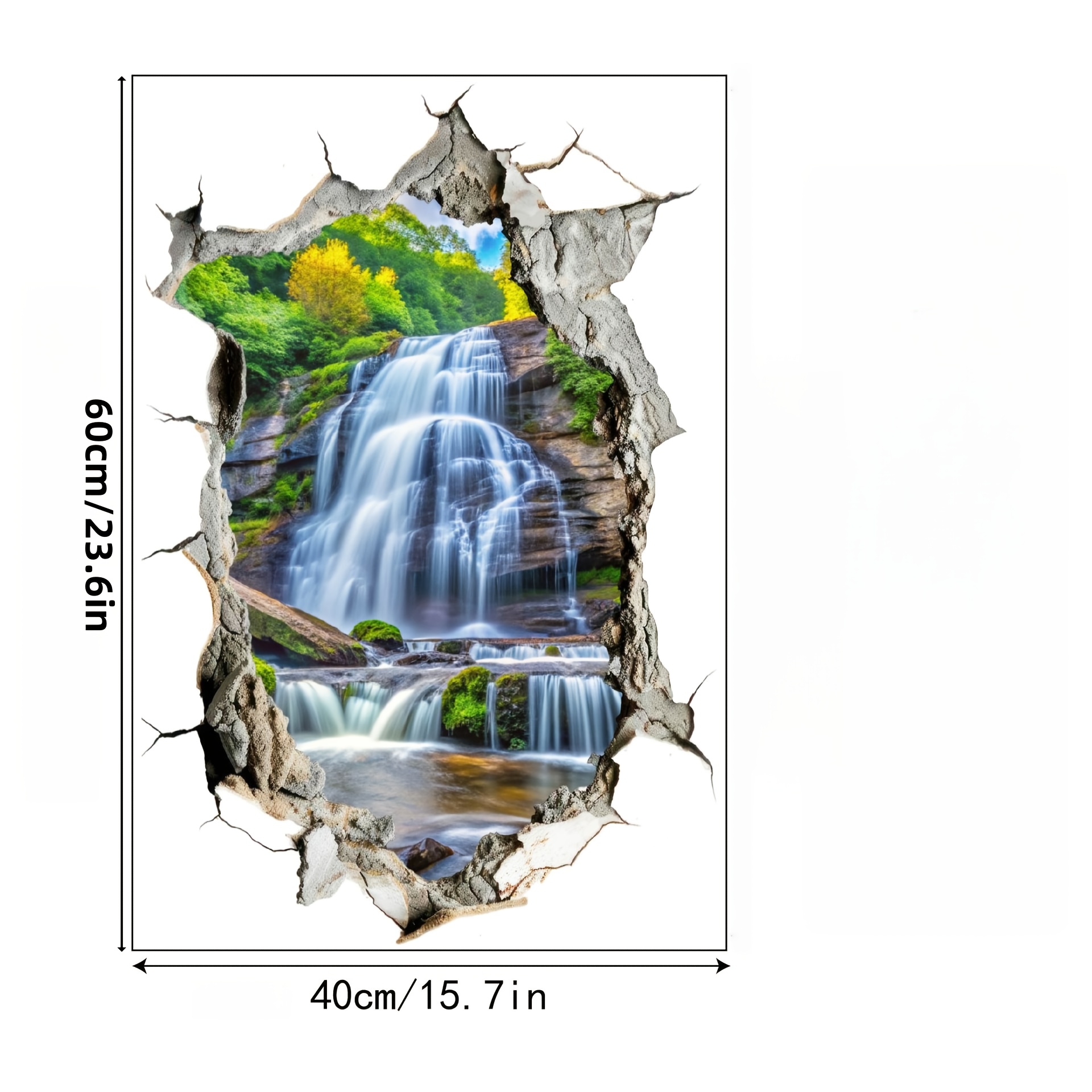 A Waterfall Pattern Wall Sticker, Suitable For Living Room, Bedroom, Bathroom, Room Decoration, Home Decor, And Bathroom Additions