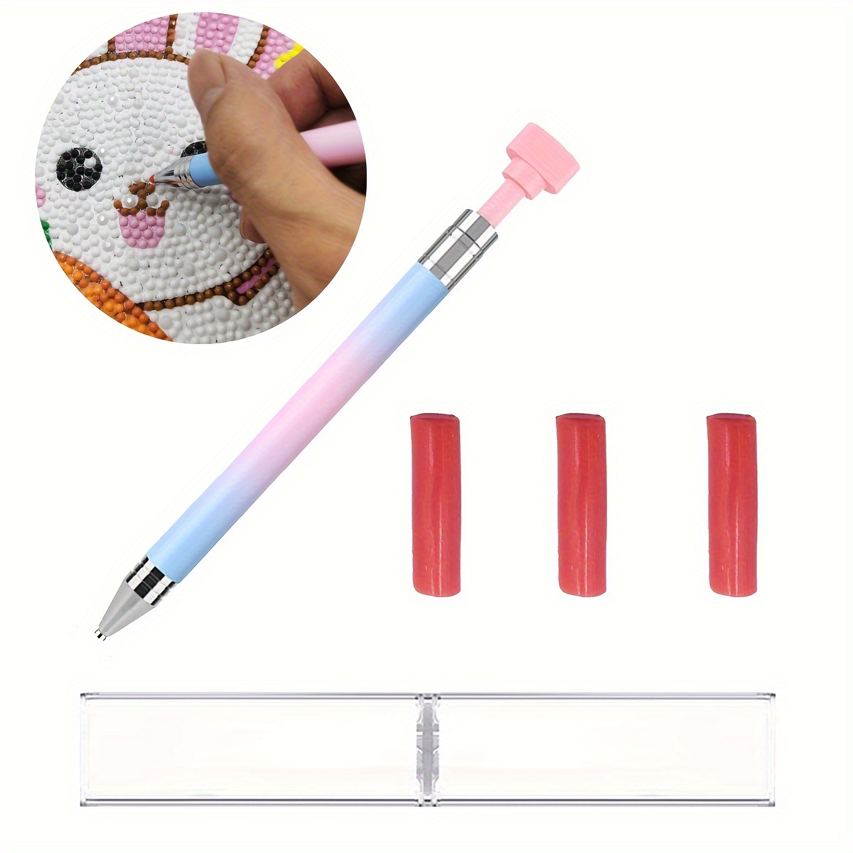 

Diamond Painting Pen Kit, 1 Reusable Crayon, 3 Waxes, Rotating Gel Point Drill Pen For Nail Art, Diamond Art Accessories And Tools, Up Of Beads And Gems