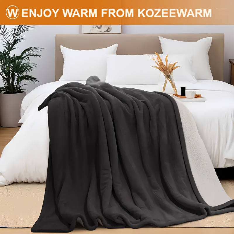 Couverture Électrique Queen, Couverture Chauffante Taille Reine avec 10 Niveaux de Chaleur et Réglage du Temps de Chauffe de 1 à 12 Heures, Flanelle vers Sherpa Inversible, Lavable en Machine