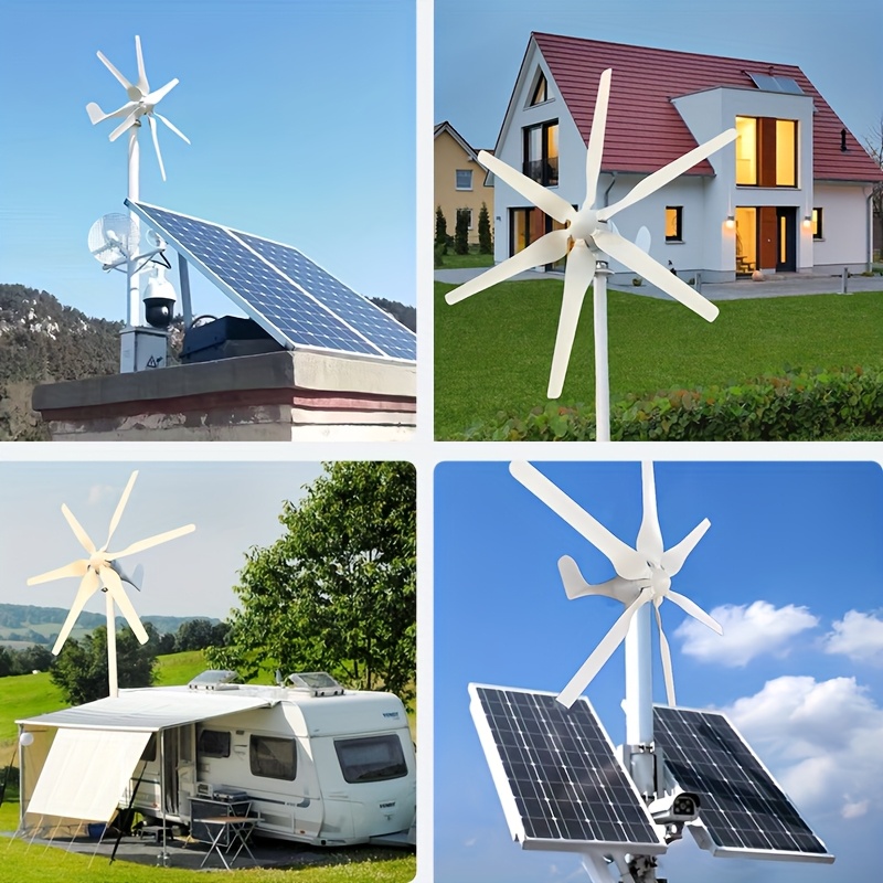 1000W Horizontal Axis Wind Turbine with Flange Kit, 6-Blade Design, Wind Turbine Generator Assembly, Three Options Available, High Efficiency Power Generation, Low Startup Wind Speed, Suitable for Emergency Use, Home DIY, RV, Wind-Solar Hybrid
