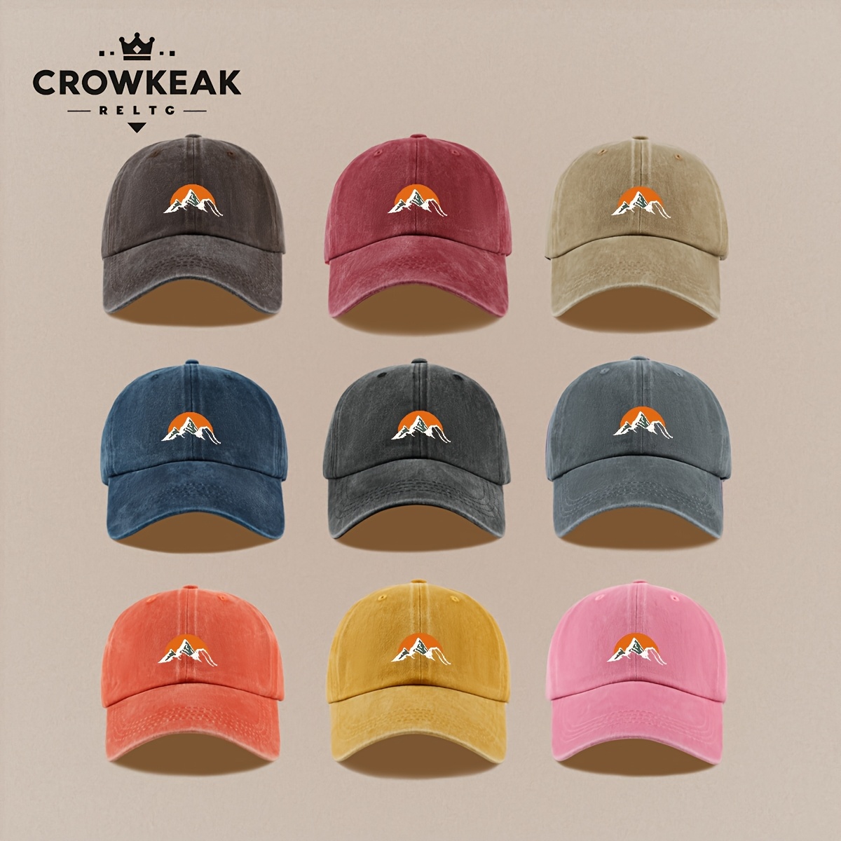Sunset Mountain Pattern Baseball Cap, Lightweight & Adjustable