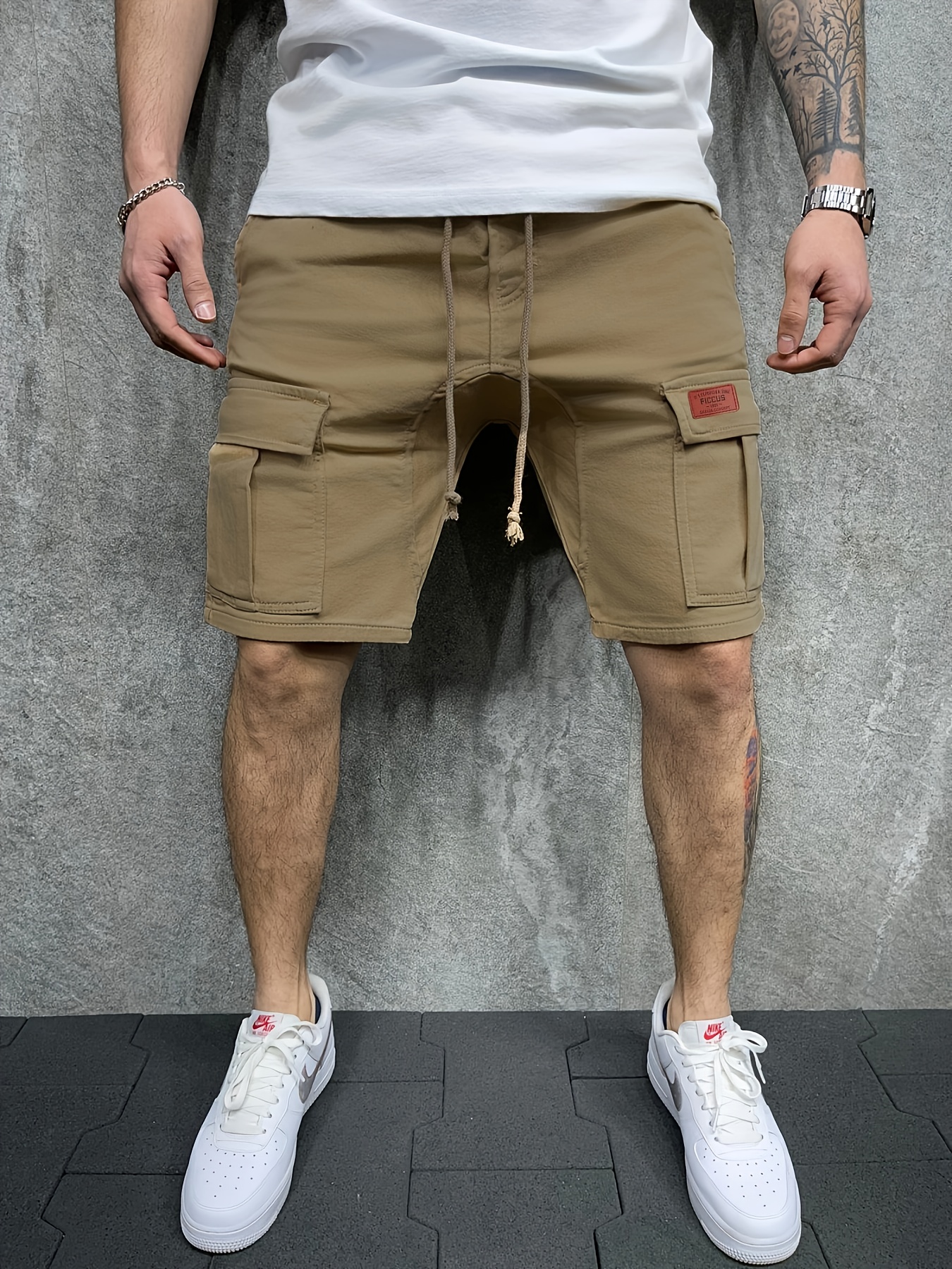 shorts caqui hombre múltiples bolsillos ropa casual Temu