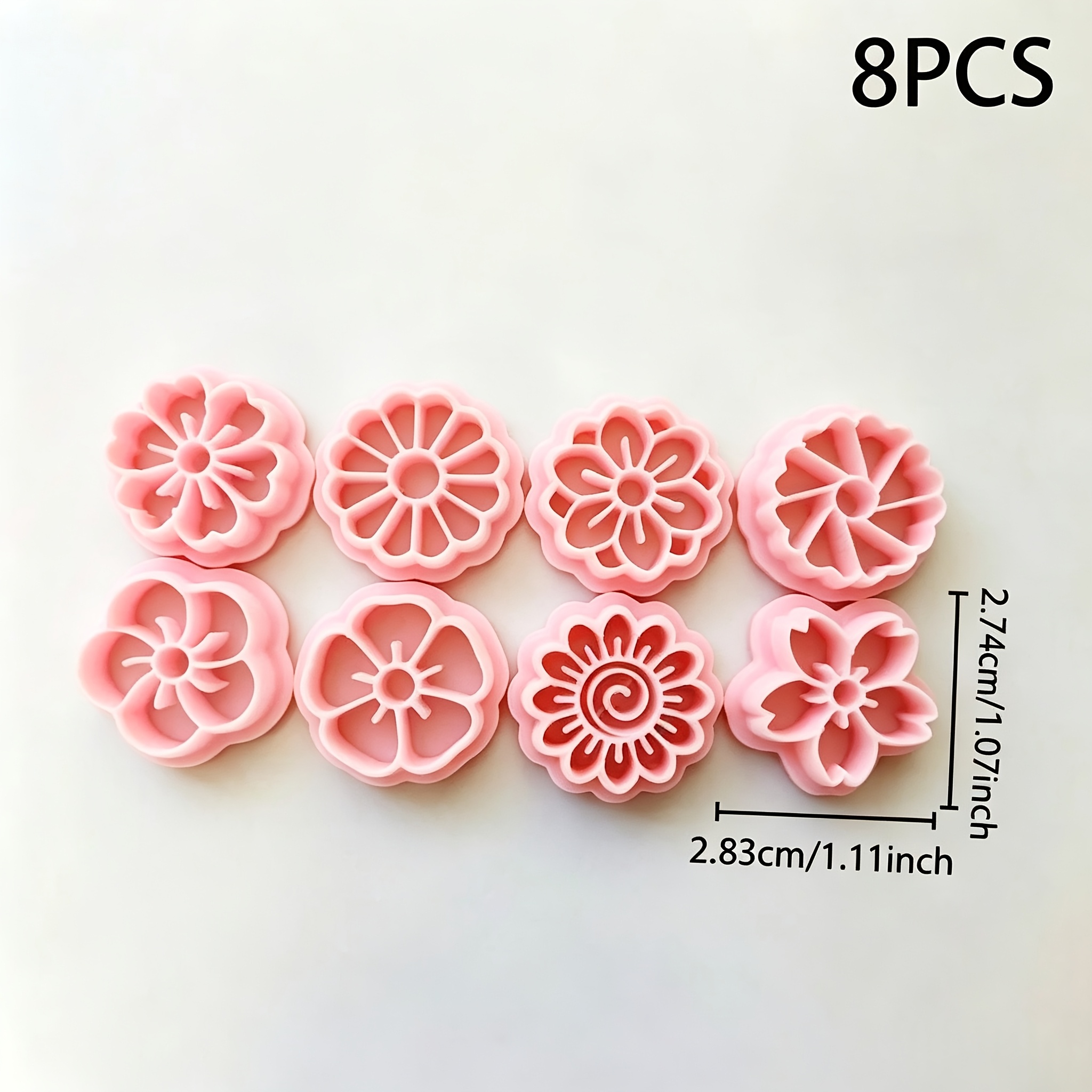 TEMU 8pcs Set Of Flower Clay Earring Cutters, Polymer Clay Molds For Floral Jewelry, Craft Tools For Daisy And Cherry Earrings And Handmade Additions