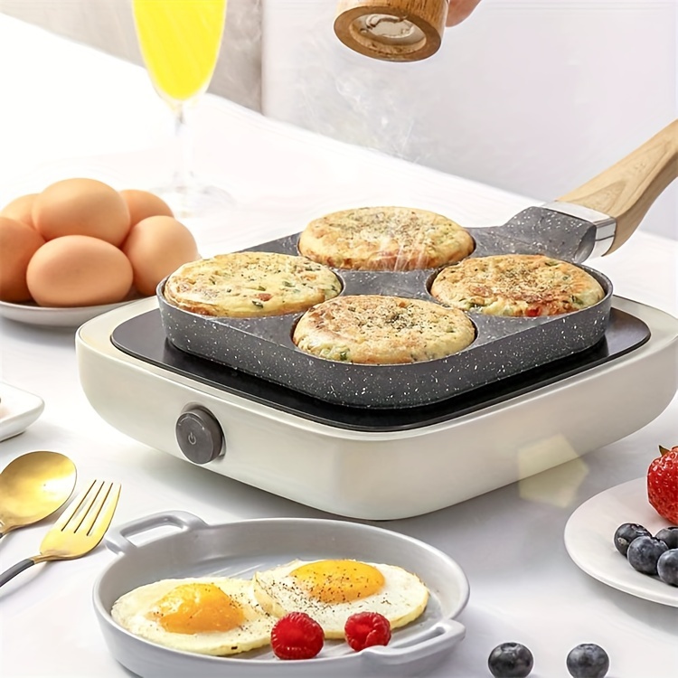 versatile non stick frying pan with 4 sections   dumplings   breakfast induction compatible details 3