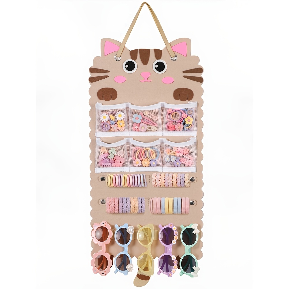 TEMU 1pc Brown Calico Cat Hanging Hair Additions Sunglasses Organizer, Hanging Hairclips Sunglasses Storage Organizer, Multifunctional Room Decor For