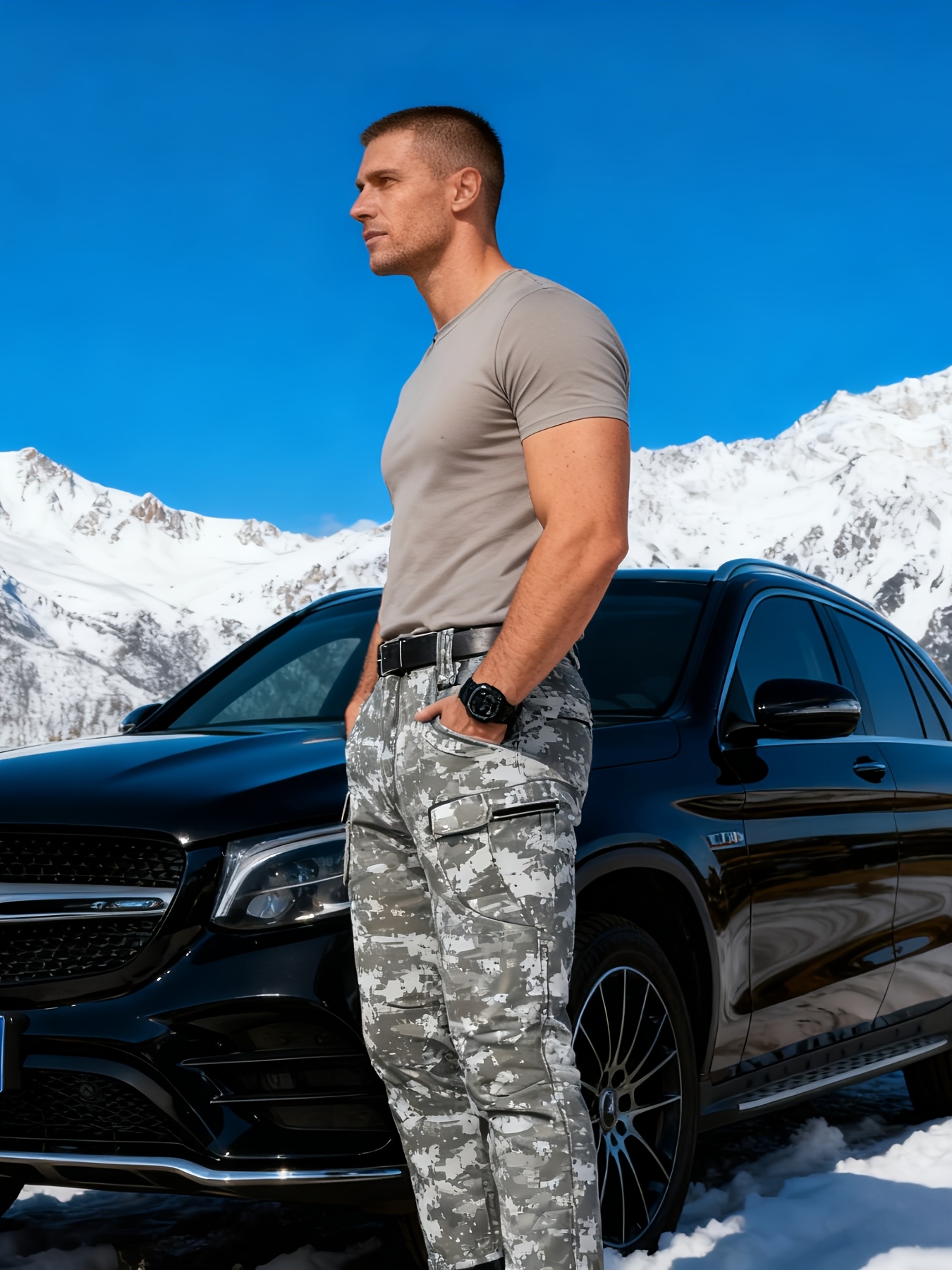 Men's Thermal Fleece-Lined Tactical Pants - Heavy-Duty Outdoor Softshell Workwear with Loose-Fit, Thickened for Hiking, Hunting, Winter - Casual Solid Color (Regular Length) suitable for Autumn/Winter