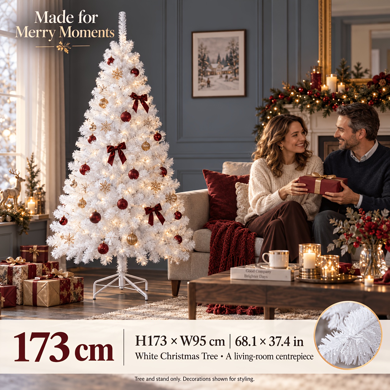 Image of 1pc White Artificial Christmas Tree With Stand Layered White Branches Elegant Indoor Christmas Decoration For Living Room Entryway And Holiday Parties Artificial Plants And Greenery