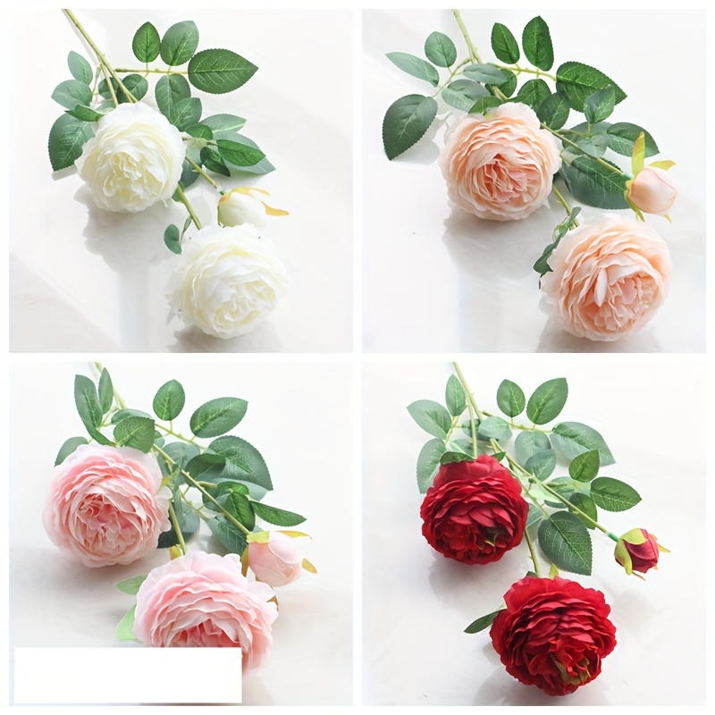 

1pc/ Peony, Decoration Flower, Home Wedding Decoration Flower, Three-headed Peony