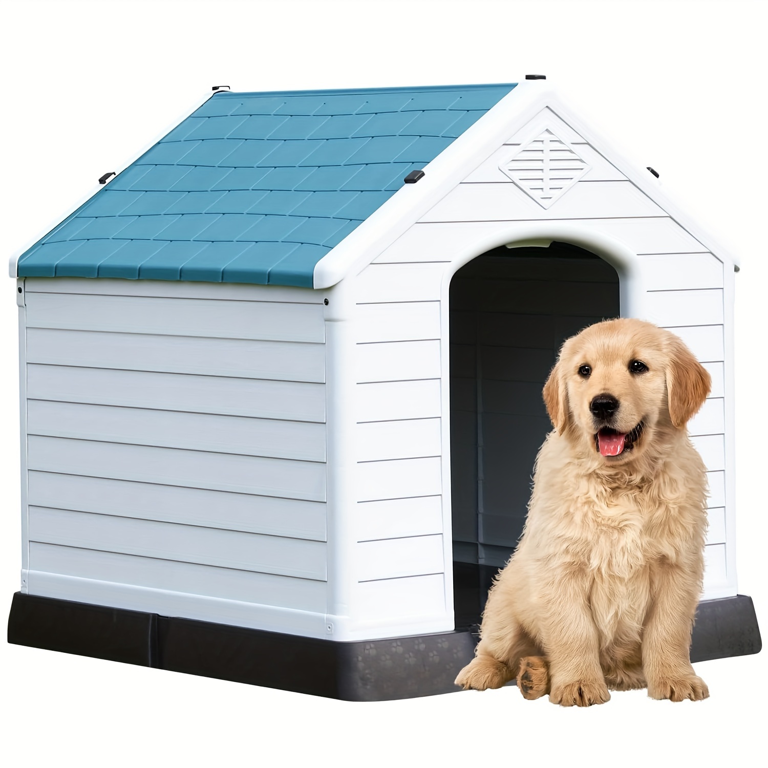 

Extra Large Dog House, Outdoor Dog Kennels, Waterproof Pet Shelter, Durable Plastic Puppy Shelter Kennel For Small Medium Large Dogs With Air Vents & Elevated Floor