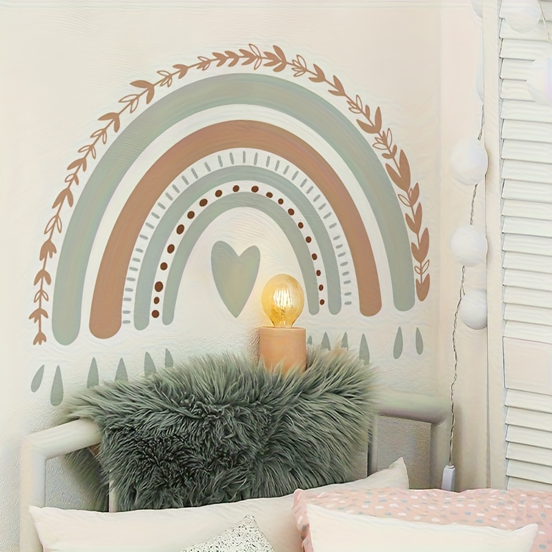 Rainbow Heart Sticker Bedroom Living Room Study Home Wall Decoration Removable Self-adhesive Wall Sticker Pvc