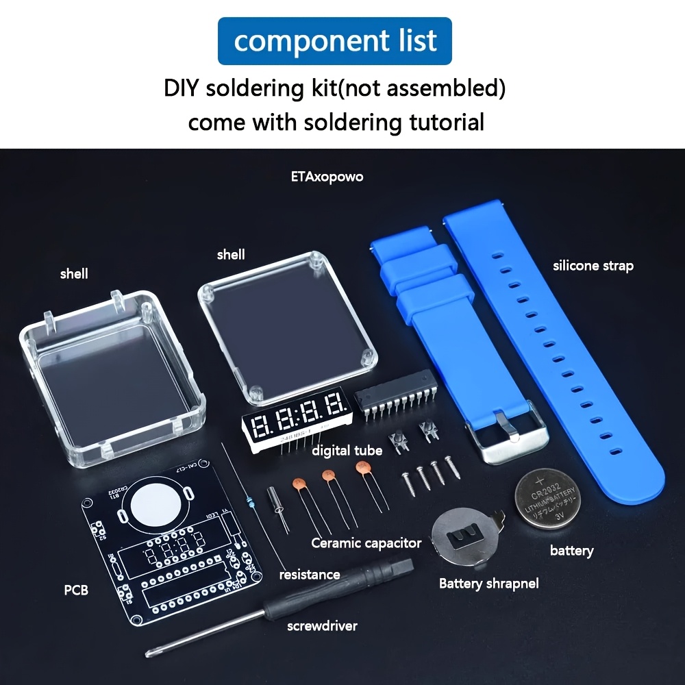 diy electronic watch kit led digital tube   soldering project transparent case 3v diy kit electronic Product details 1