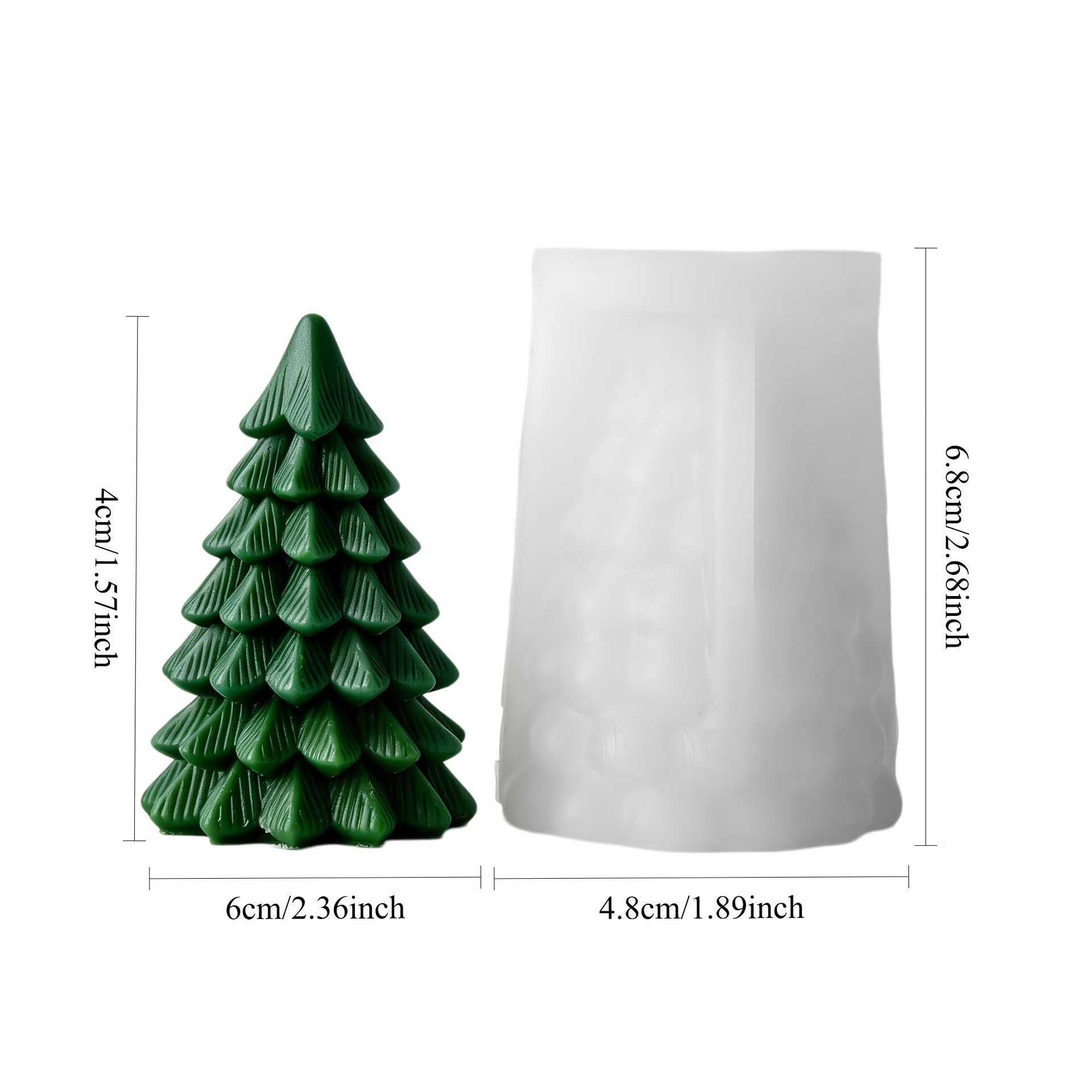 TEMU Stampo in silicone per albero di Natale, stampo decorativo in gesso profumato per candele a forma di albero di Natale