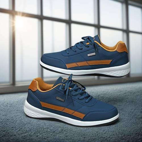 mens breathable slip on trail running sneakers comfy casual walking shoes with durable eva sole low and stylish blue orange color scheme for