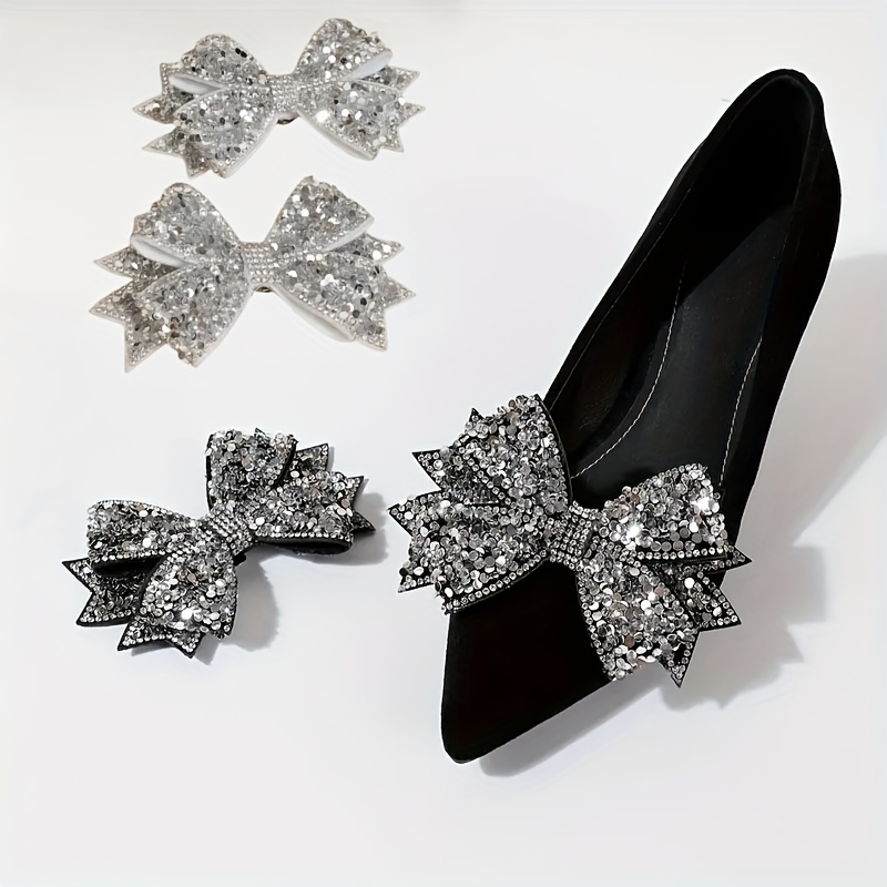 

2pcs Bow , Polyester Bowknot Embellishments, Removable Diy Accessories For , , , And Footwear