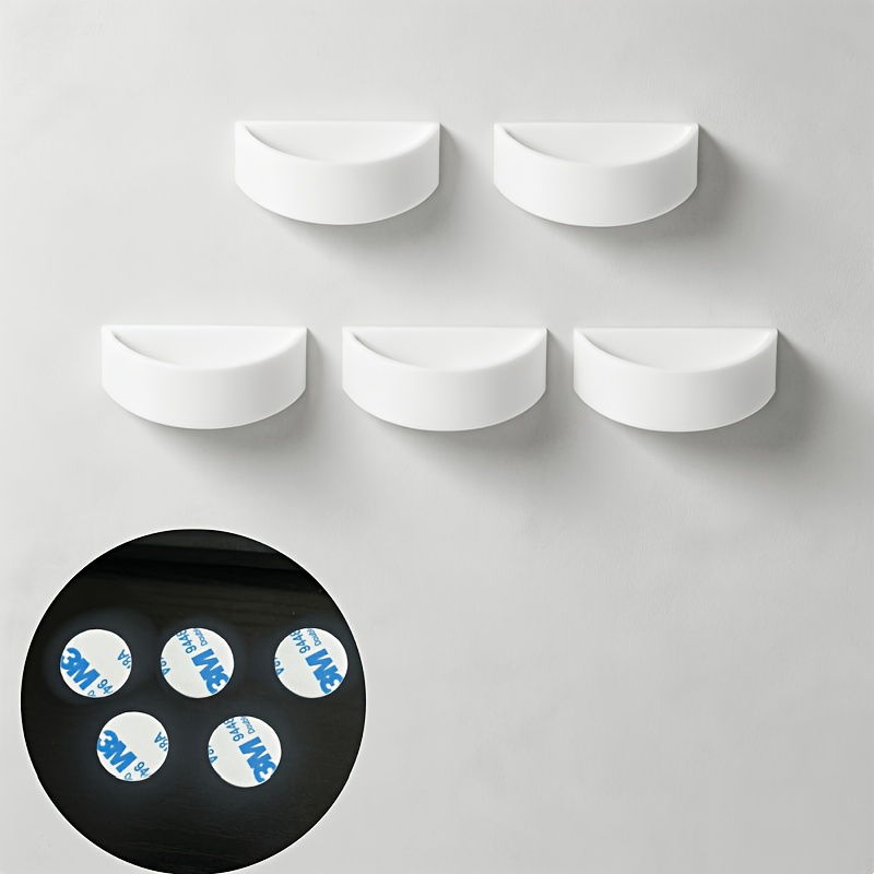 TEMU 5pcs Semi-circular Wall-mounted Eyeglass Holders, 3d Printed Plastic No-drill Adhesive Design, Simple White Curved Brackets, Hangs Glasses And