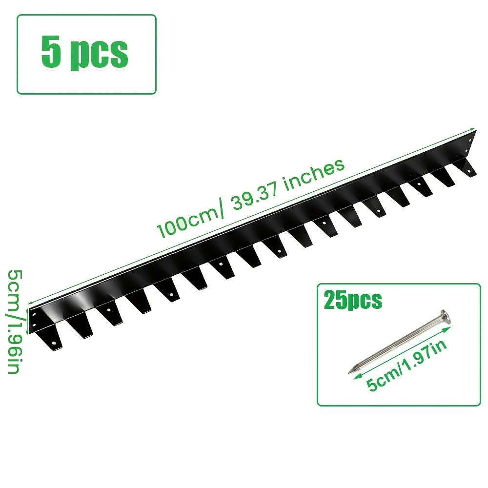 TEMU Heavy-duty Galvanized Lawn Edging, Flexible Garden Border Fence With Ground Nails, Metal Lawn & Flower Bed Edging, For Flower Beds, Driveways, ,