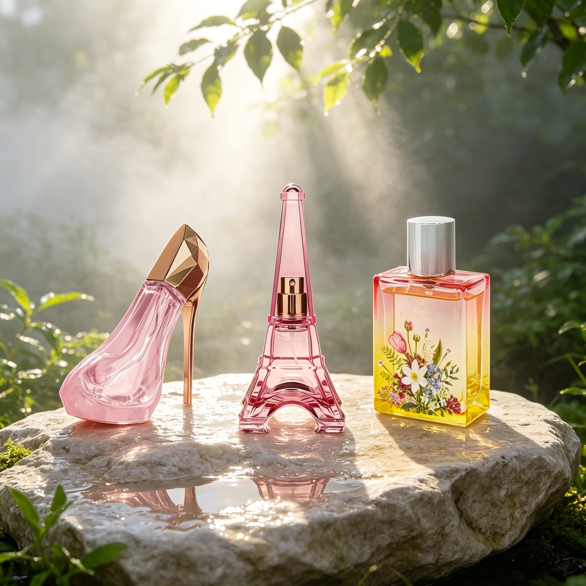 3-pack Sweet Pink Perfume Set | High-heel Citrus (30ml) + Gentle (30ml) + Gradient Bottle (50ml) | Long-lasting Scent | Ideal For Valentine's & Gifting