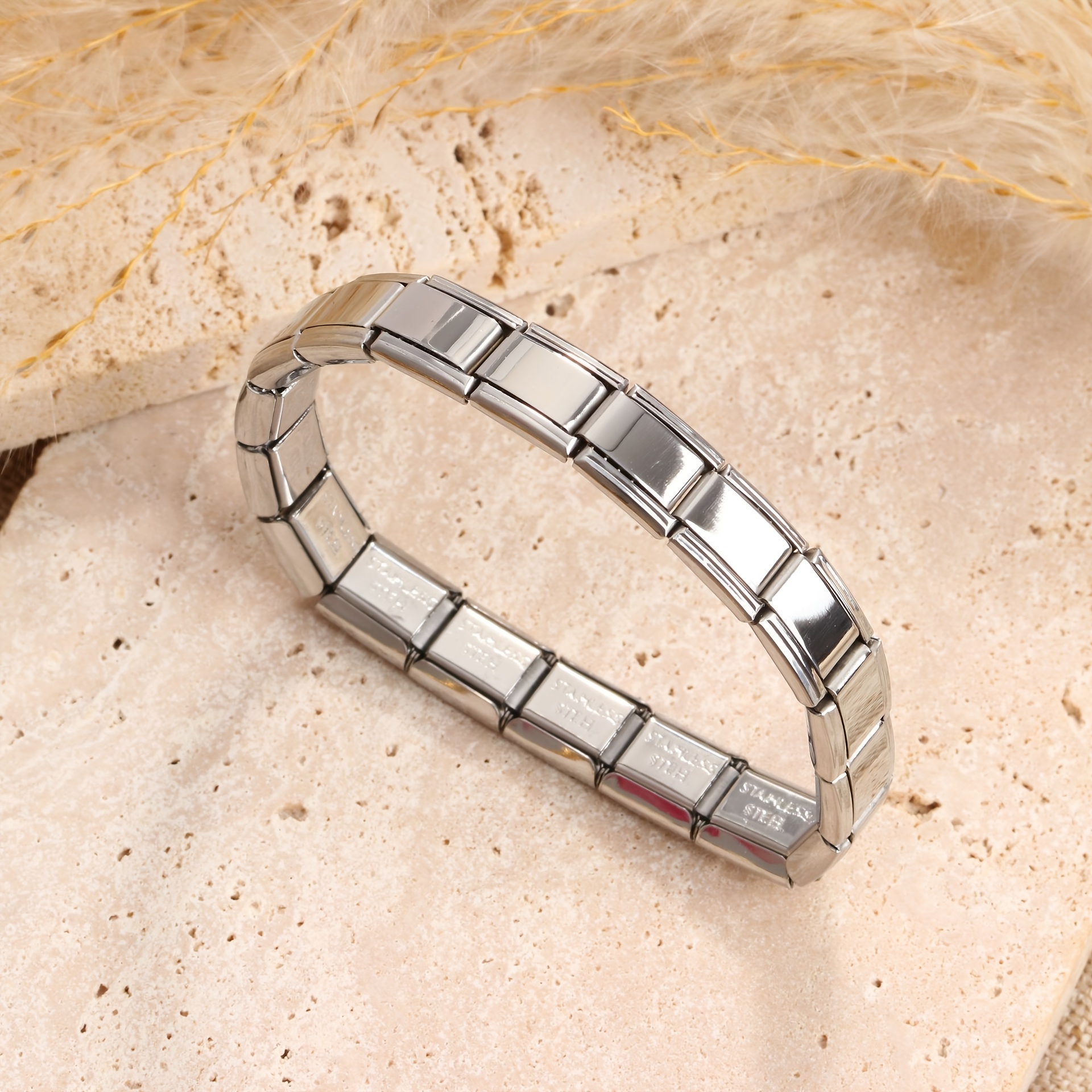 TEMU A High-quality Stainless Steel Stretch Fashion Bracelet, Adjustable Italian Bangle, Suitable For Daily Wear, A Gift For