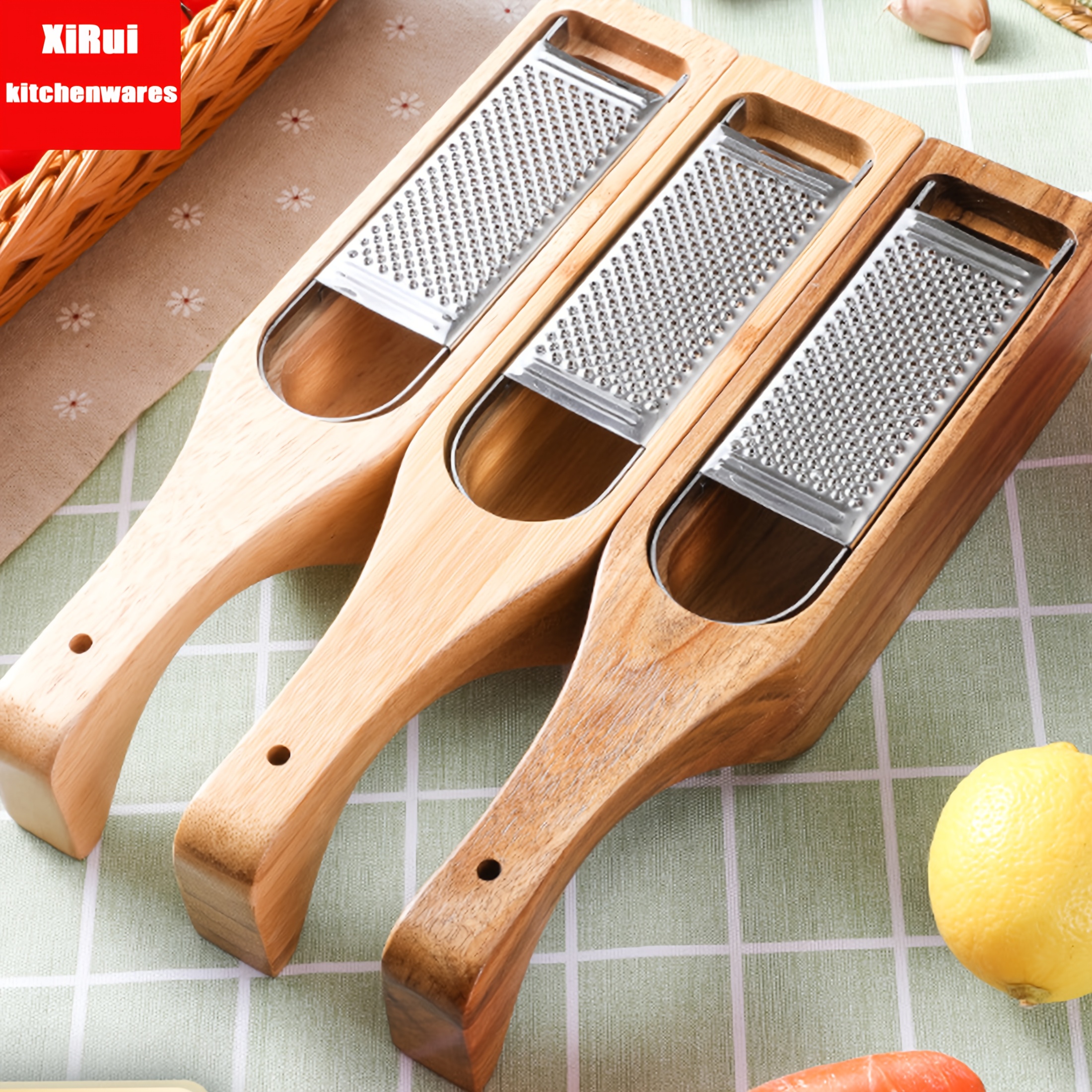 

F Bamboo And Stainless Steel Vegetable Grater - Potatoes, Carrots, And Cheese