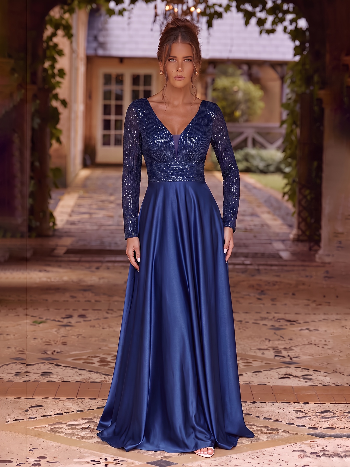 elegant blue dresses for women sold on Temu United States