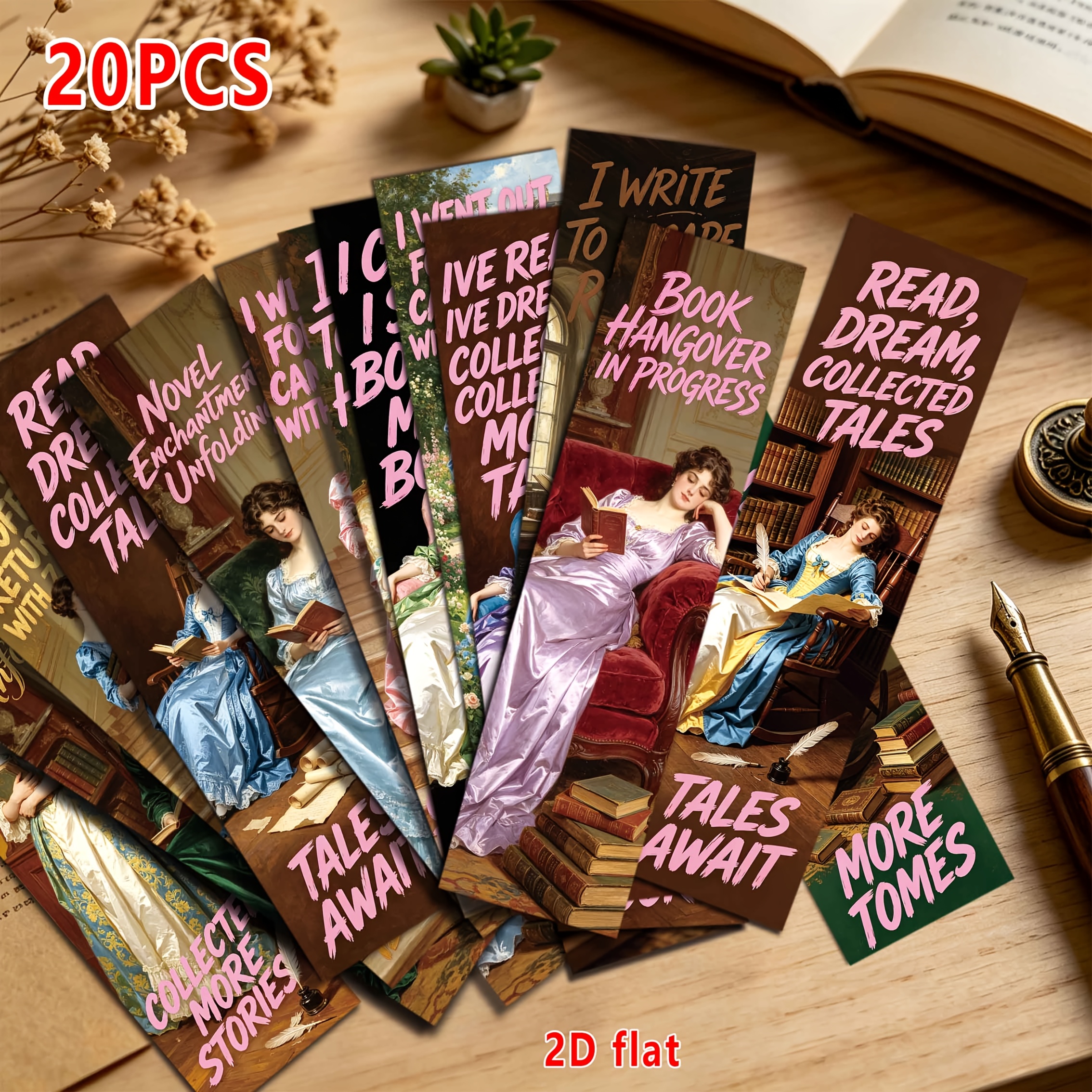 TEMU 20 marque-pages, Impression rétro de slang féminin, Citations célèbres, Impression plate 2D, Cadeau pour les amateurs de livres, les enseignants