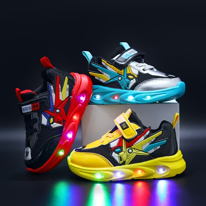 boys' led light sneakers breathable mesh colorful cartoon Temu