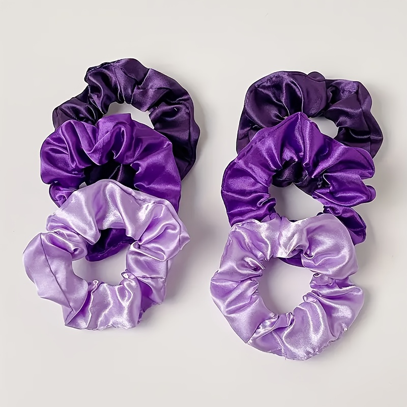 TEMU 6pcs Elegant And Gentle Purple Series Scrunchies, Simple And Practical Hair Ties