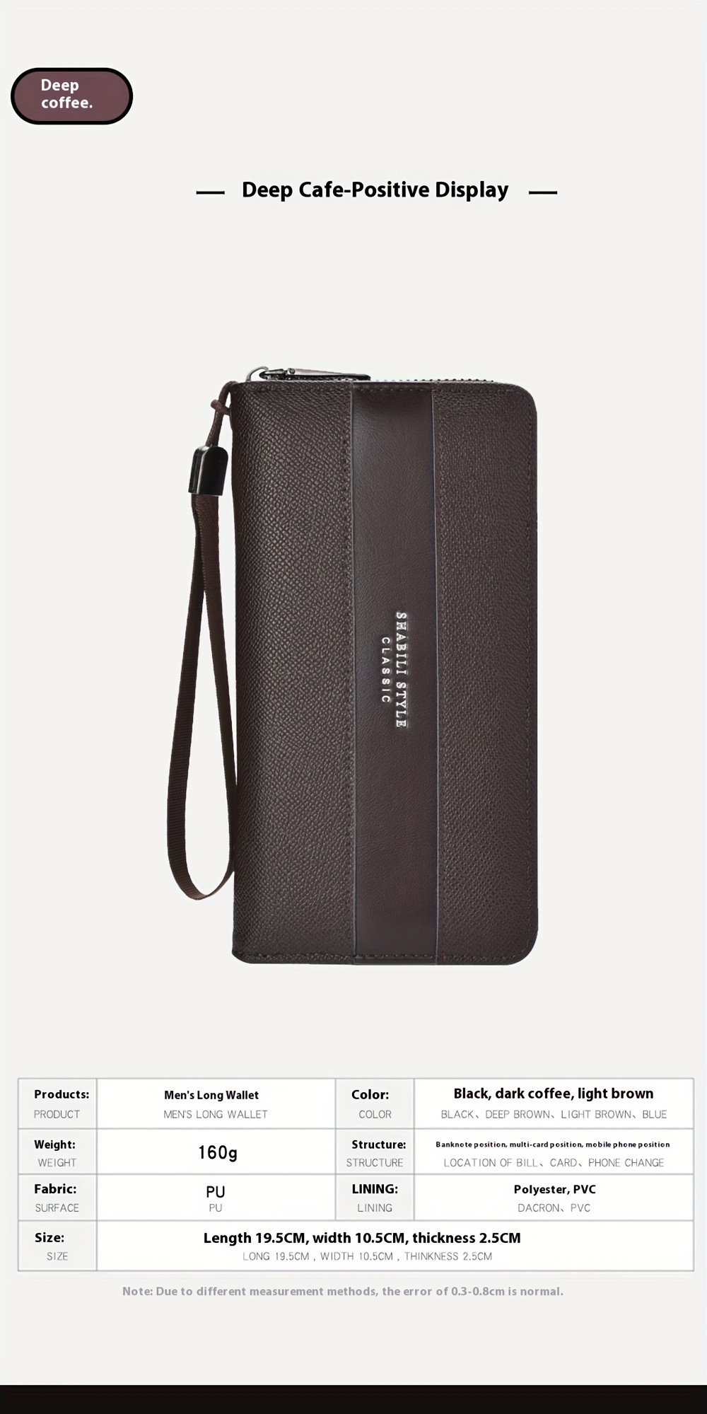 Cartera larga para hombre con gran capacidad, múltiples ranuras para tarjetas, monedero, tarjetero y clutch para .