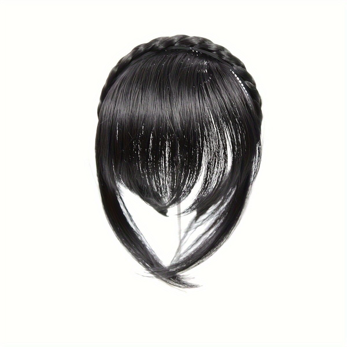 elegant twist braid headband with short straight synthetic hair bangs high temperature fiber versatile hairstyle accessory for women       volume   hair accessories details 4