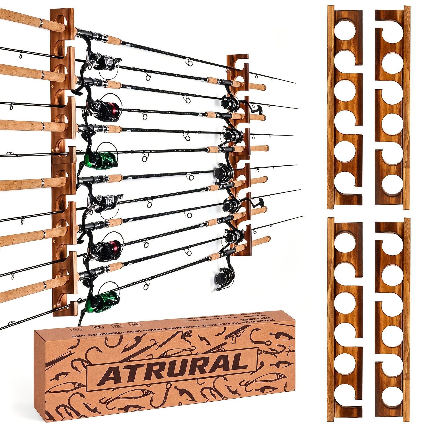 Atrural Rod Rack 12 Rods, With Rod Holders For Secure Placement. Wall And Ceiling Dual Installation. Gifts For Mother Or Father Gifts For Men And Women New Year Gifts