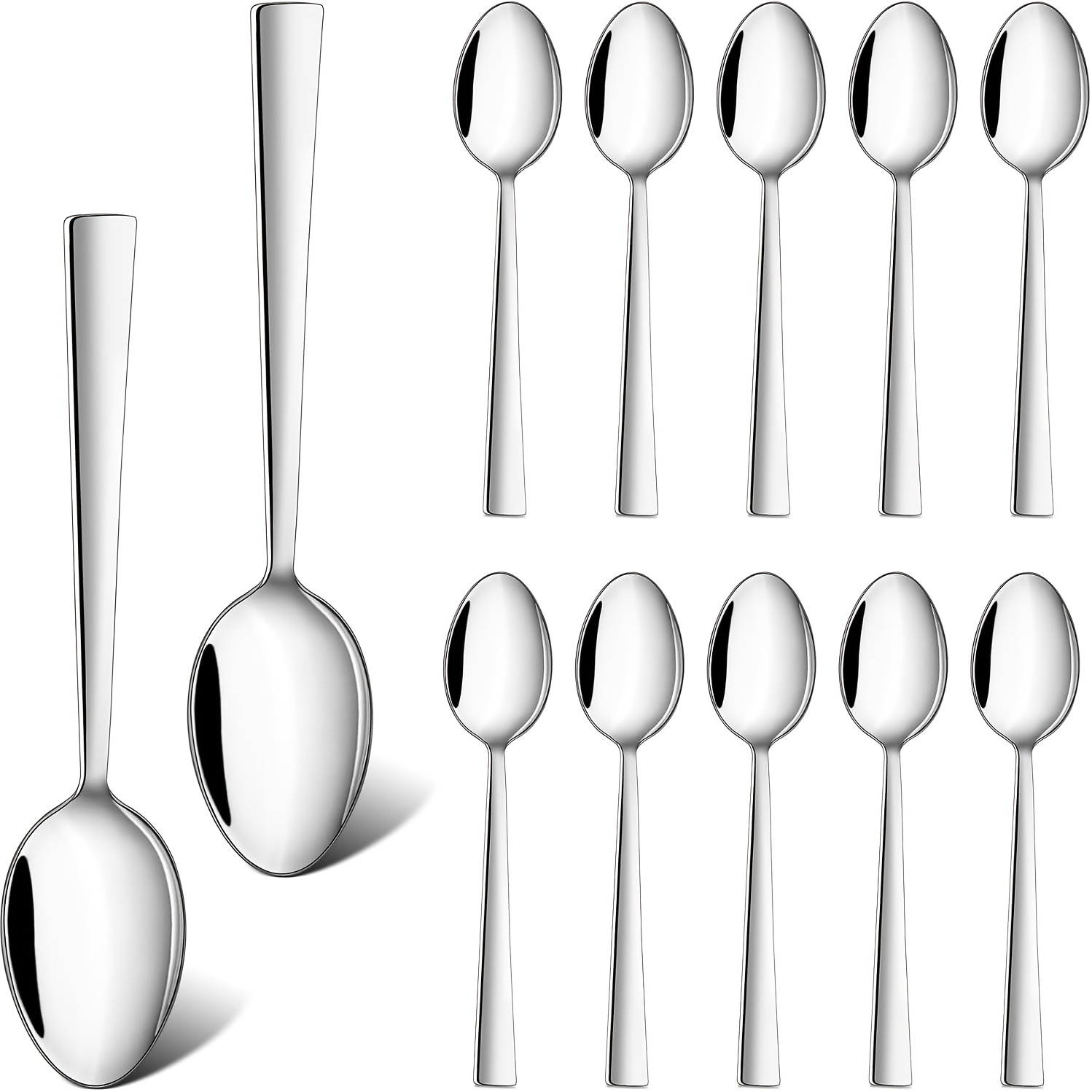 Image of Set Of 12 Square-shaped Teaspoons, Stainless Steel Mini Teaspoons, Silverware For Coffee, Tea, Soup And Desserts, Mirror-polished, Dishwasher Safe