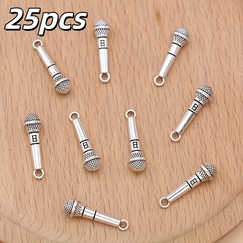 E-shop 25 Stk./Kreativer Charm Mikrofon und Notiz Anhänger Mikrofon Legierung Anhänger Ergänzungen Personalisierte Ohrringe Armband Halskette