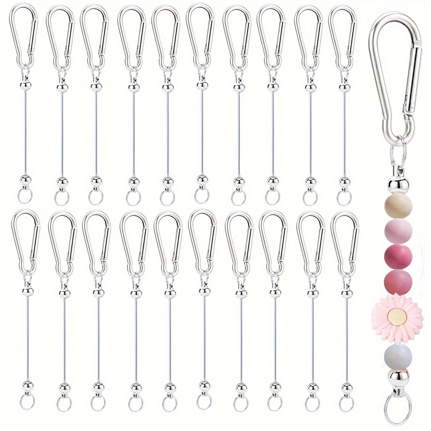 

20-pack Vintage Style Iron Beaded Keychain Rods, Making Accessories, Handcrafted Bead Pendant Gifts, Christmas Thanksgiving Theme, No Power Required