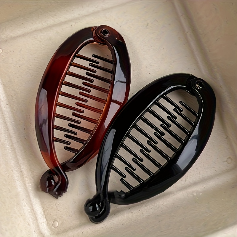Image of 2 And Minimalist Banana-shaped Vertical Clips, Fashionable And Innovative Fishtail Hair Accessories, Suitable For Women And Ideal For Daily Casual Use