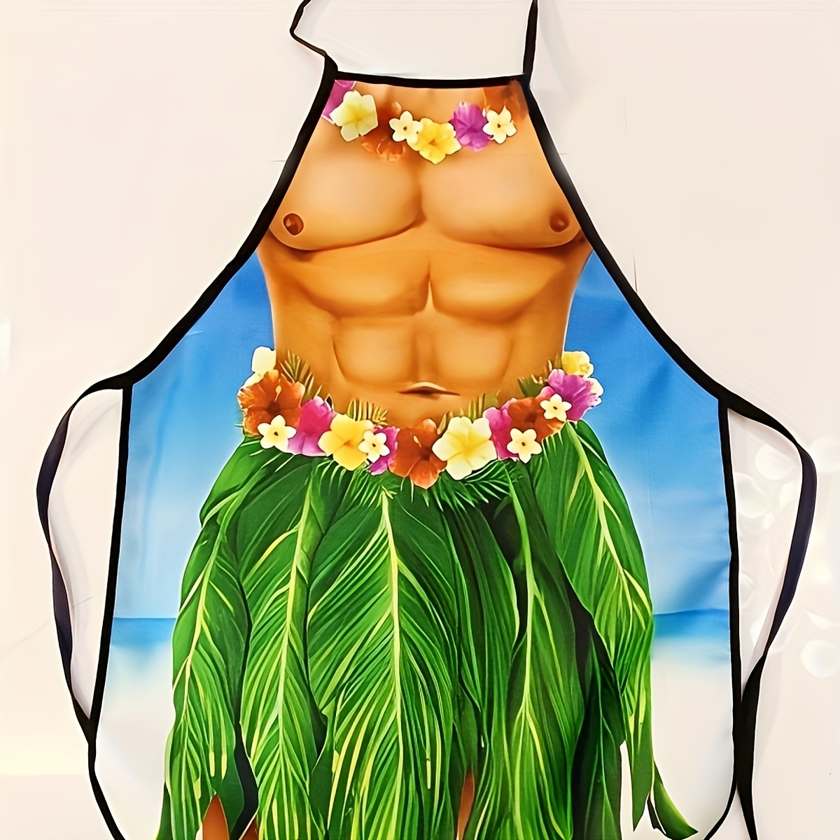 TEMU 1pc Chef Apron Couple Style - Tropical Beach Party Attire, High- Cooking Apron With Back Tie Design - Ideal For Bbq, Luau Gatherings, And