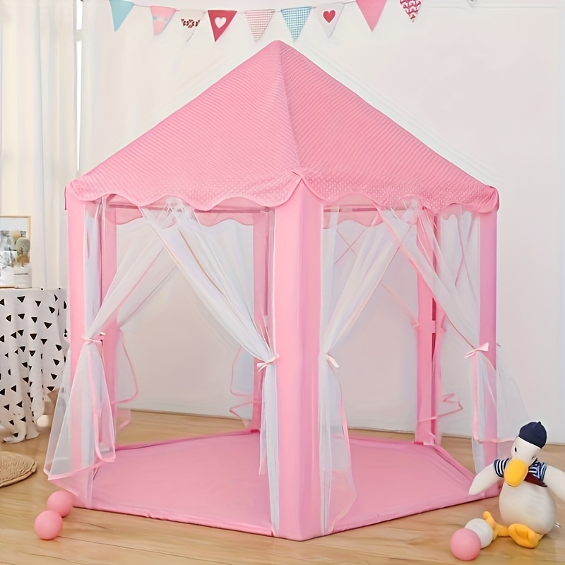 Roze zeshoekige prinsessentent