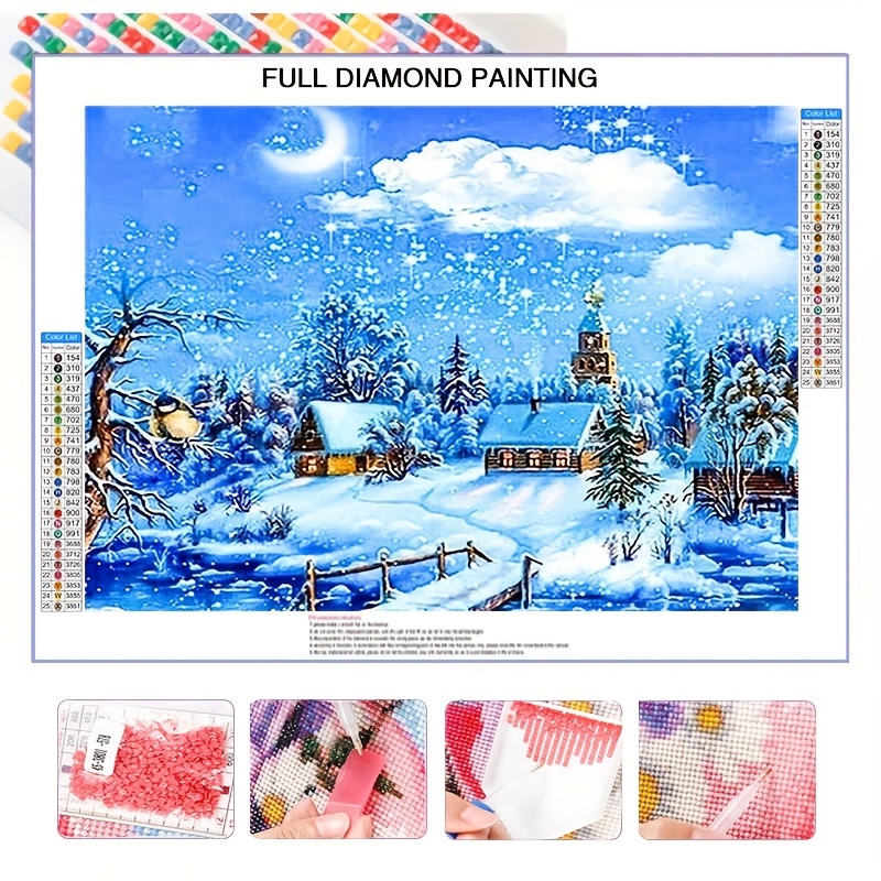 

Landscape Diamond Painting Kit For Adults, 5d Full Round Drill Canvas With Tools, Winter Snow Scene Mosaic Wall Art Decor, Diy Craft Gift For Living Room Bedroom, 40x50cm