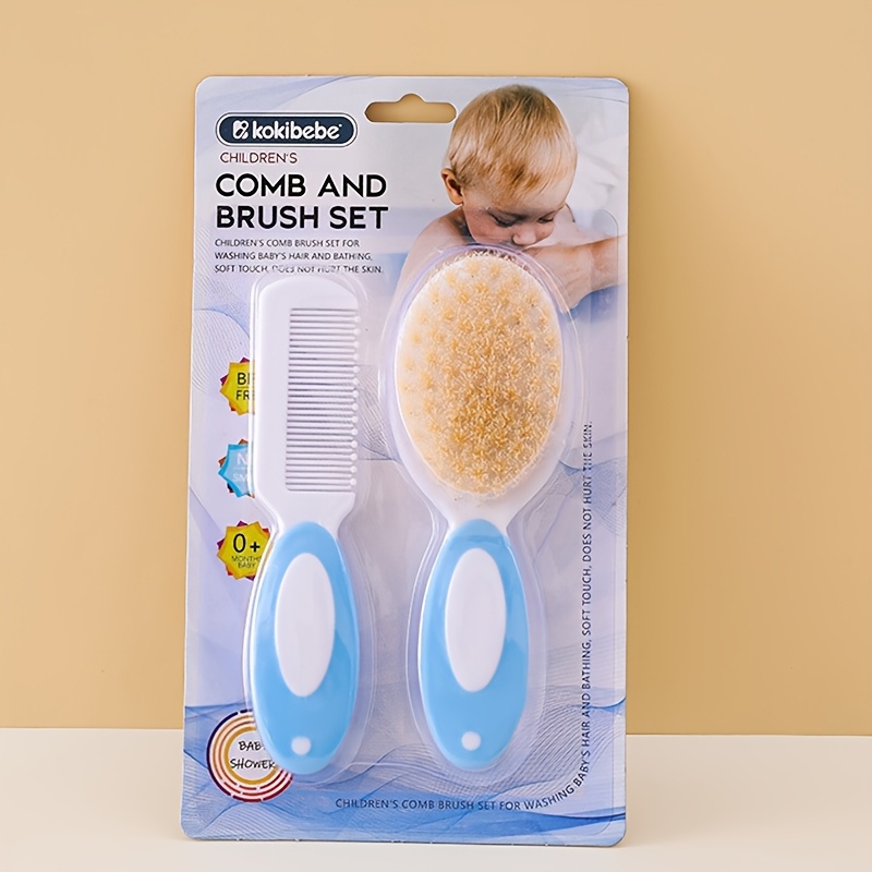 Image of Two-piece Baby Brush And Comb Set For Cradle Cap Treatment | Soft Bristle Baby Brush, Baby Comb, Massage Baby Care Set | Ideal Grooming Set For Newborns And Toddlers