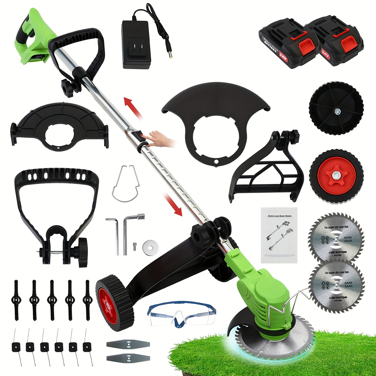 TEMU 21v Cordless Lightweight Trimmer And Edger, With 2 X 2. 0ah Batteries And Charger, 3-in-1 Cordless Grass Trimmer, Edger, And Brush Cutter,