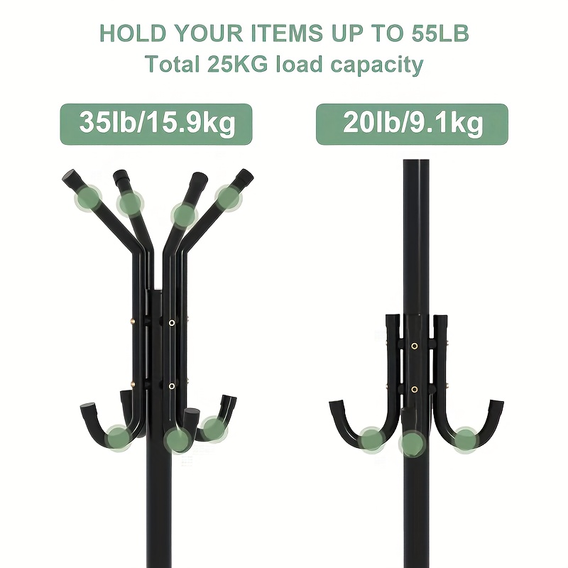1pc Heavy-Duty Metal Coat Rack with 9-Tier Vertical Storage - Freestanding Space-Saving Clothing Organizer with Sturdy Iron Frame & Copper Finish, 27