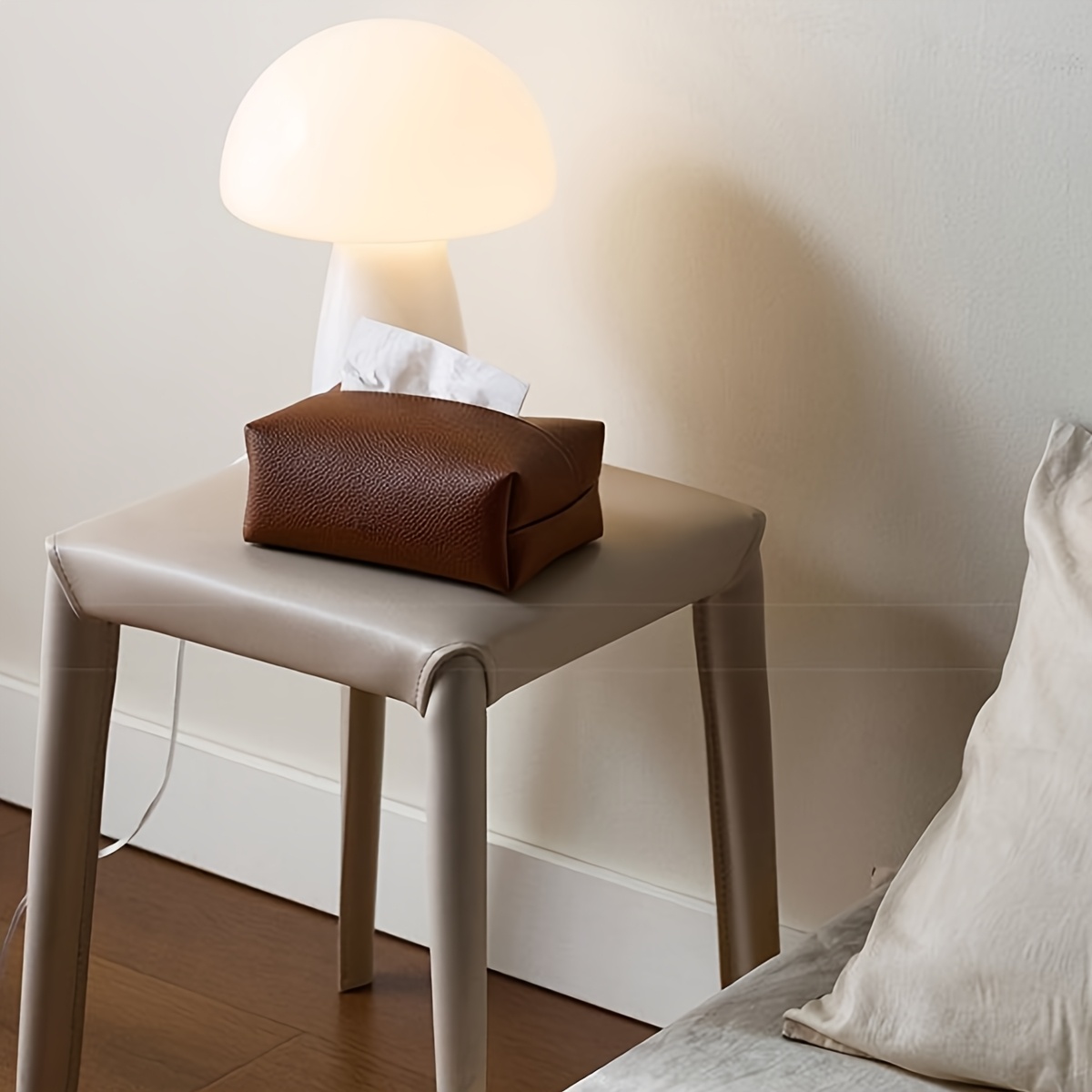 modern minimalist tissue box beige neutral colors durable   leather like material compact rectangular   room bathroom office restaurant decorative napkin storage organizer for home commercial spaces bathroom accessory   sturdy construction functional decor interior designers Product details 5