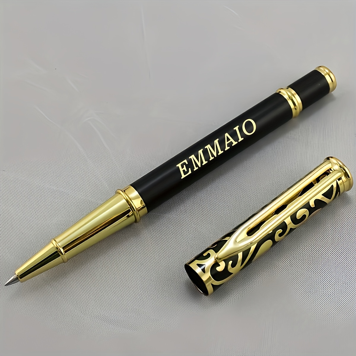 Image of 1pc Personalized Engraved Pen - Ergonomic Twist-close Signature Pen With Custom Name And , Perfect Gift For Boyfriend, Father's Day, Valentine's Day, Christmas, Teacher Appreciation