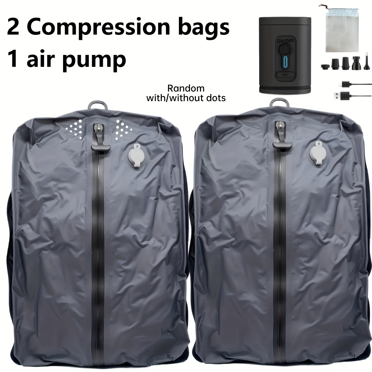 saco de compressão a vácuo elétrico profissional, adequado para malas e mochilas, com bomba de ar/inflador elétrico (30w), para roupa,  , mochilas e   de cabine.   saco de selagem a vácuo de viagem poupa 60% de  