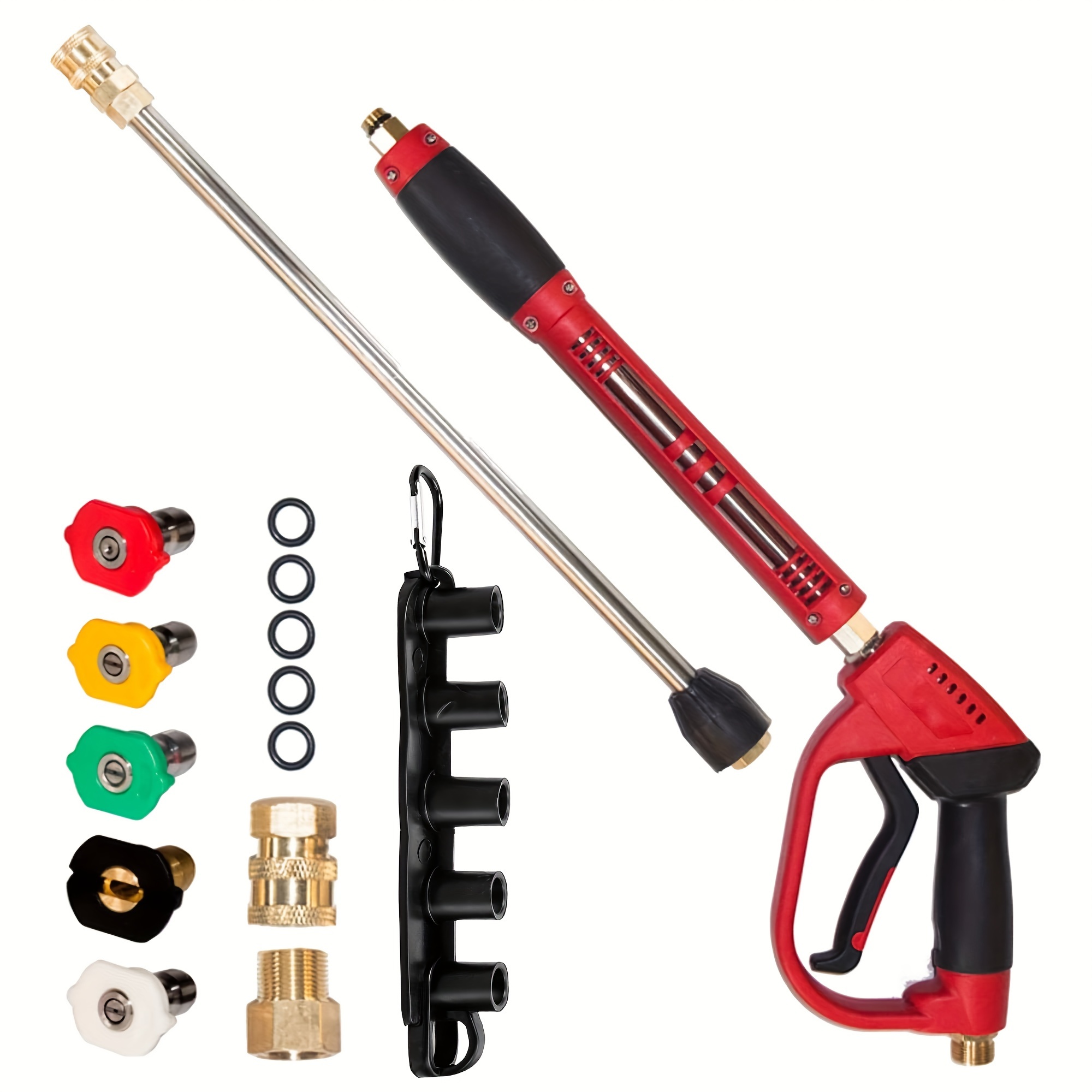 

Pressure Washer , Red High Power Washer With Replacement Wand Extension, 5 Nozzle Tips, M22 Fittings, 40 Inch, 5000 Psi