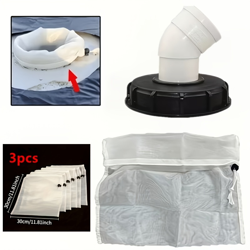 TEMU 3 Pack Nylon Filters For Ibc Buckets - 11.81x11.81 Inch Mesh Liner With Drawstring Closure, Ideal For Ventilation, Storage Tanks And Garden