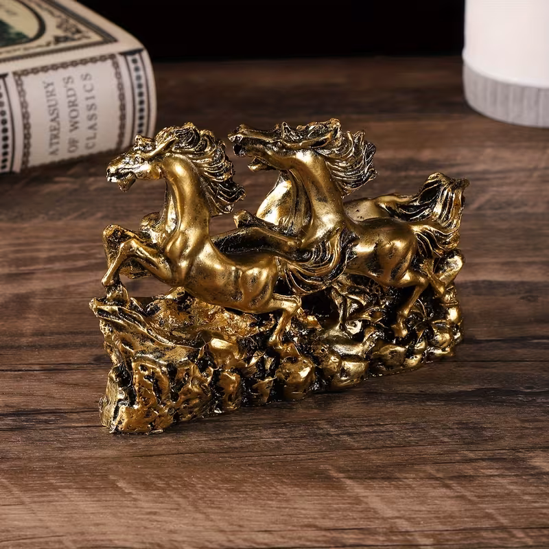 a decorative resin piece featuring three magnificent horses Product details 8